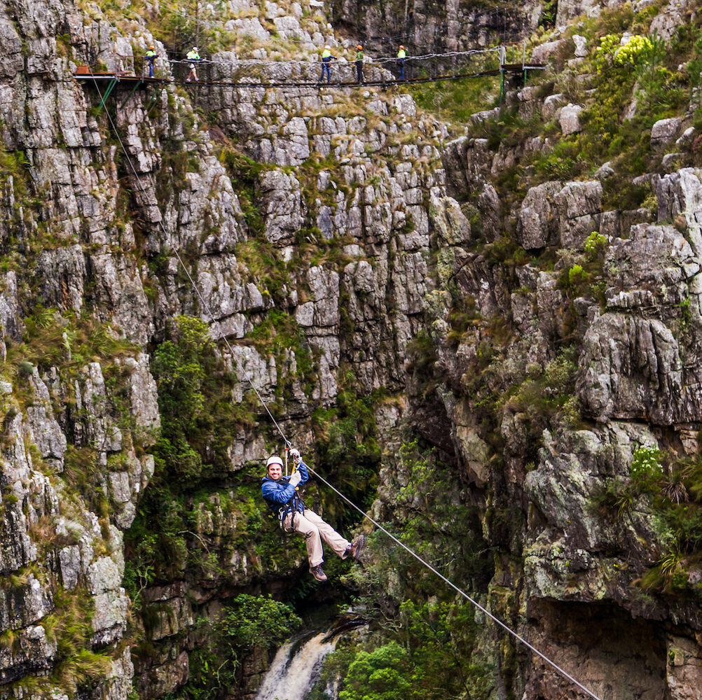 The waterfall at Cape Canopy Tour