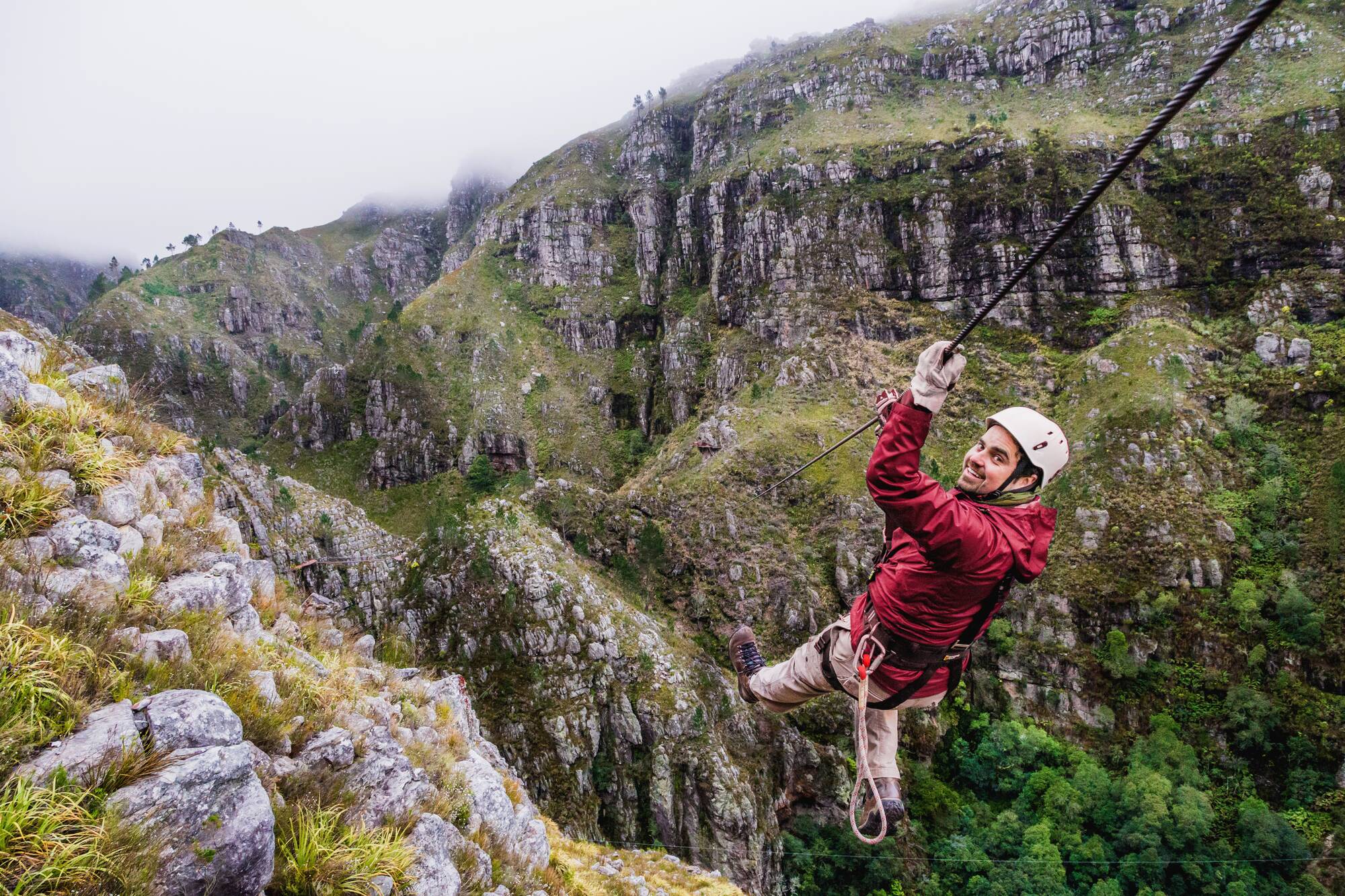 Ziplining over the valley near Cape Town